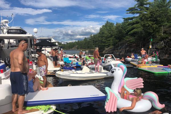 Boaters enjoying their time on a Rendezvous